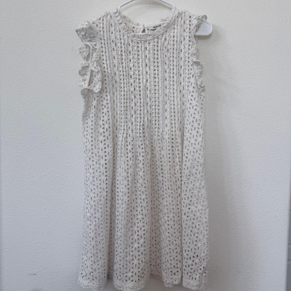 MADEWELL‎ Eyelet Ruffle Cover-Up Dress White Cotton Size M Beach Cottagecore